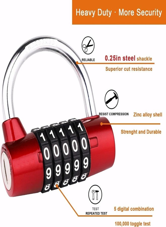 Sevia 5 Digit Combination Lock Outdoor Waterproof Resettable Number Padlock Set Your Own for Gym, School Locker, Sports, Hasp Cabinet, Fence, Gate, Toolbox (Red) - Image 3